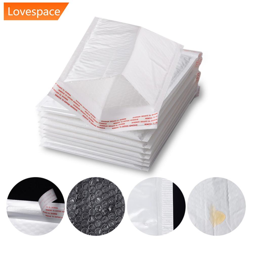 LS-STORE 50 Pçs Bolha Mailers Branco Poli Mailer Auto Selo Acolchoado Saco De Presente Embalagem Envelope Sacos Livro Pa