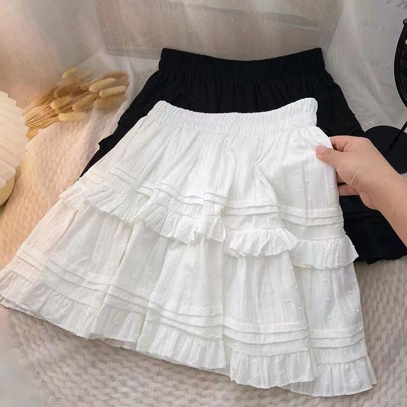 Doce estilo balé saia curta babados cintura alta A linha Pettiskirt bolo saia feminina pequena 2026 verão