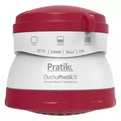 Chuveiro Ducha Pratik 3 Temperaturas, 5400W, Branco/Vinho