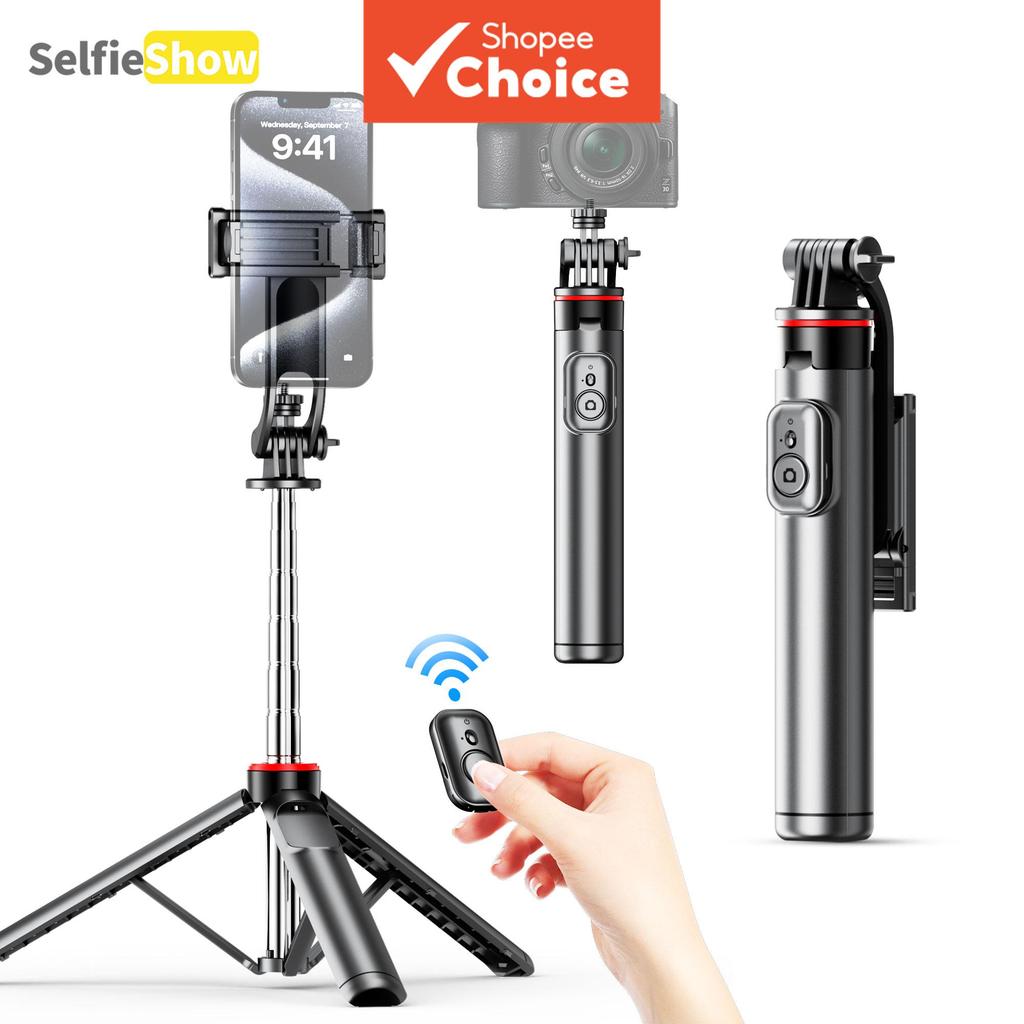 Bastão de selfie tripé multifuncional e resistente com suporte de telefone removível que gira 360 graus, ideal para