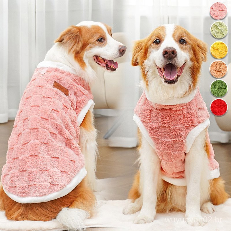 Colete De Lã Para Cachorro – Suéter Quente Xadrez De Inverno Com Anel Em D , Pijama Casaco De Clima Frio Animais De Esti