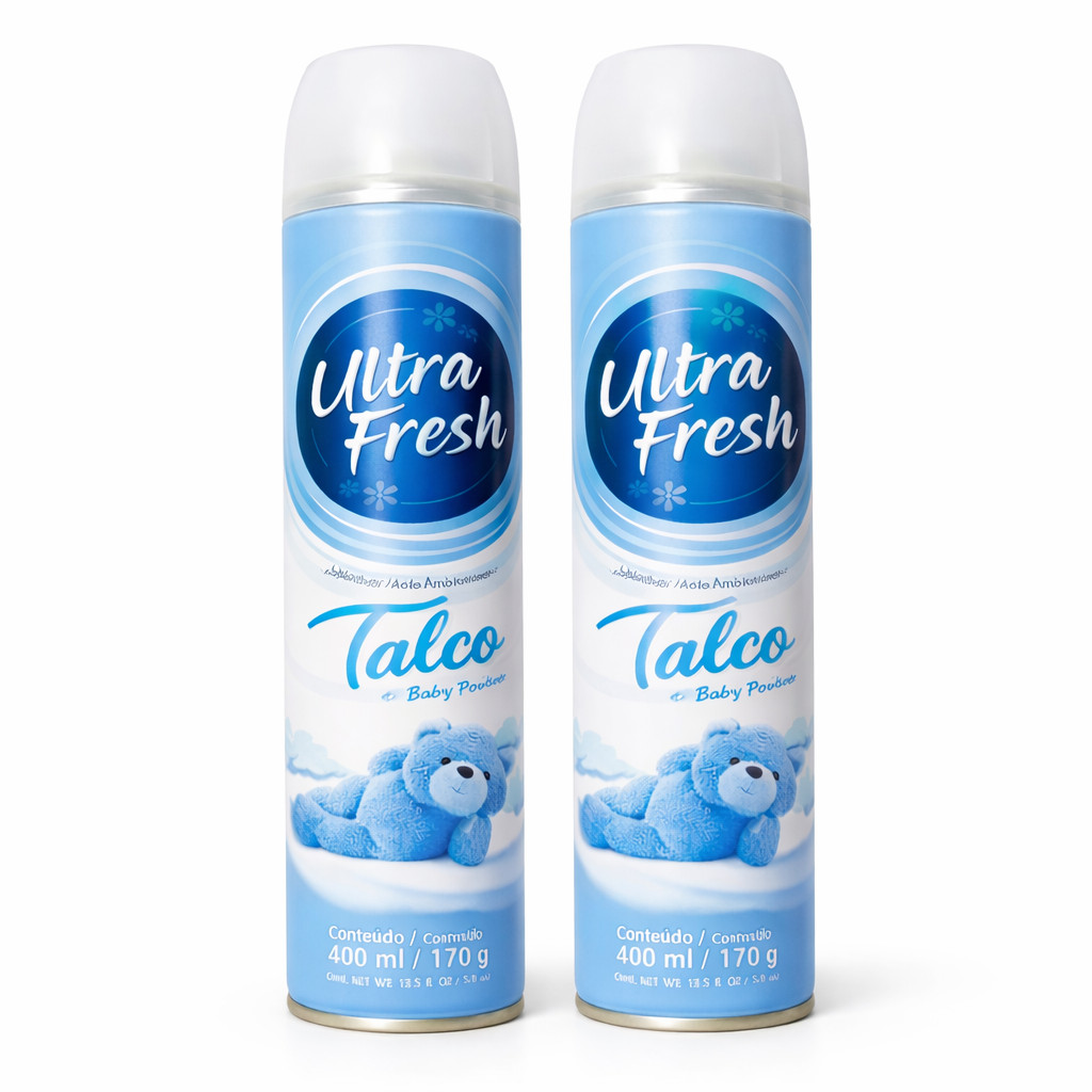 Kit 2 Odorizador Ambientes Ultra Fresh 400ml Talco Baby