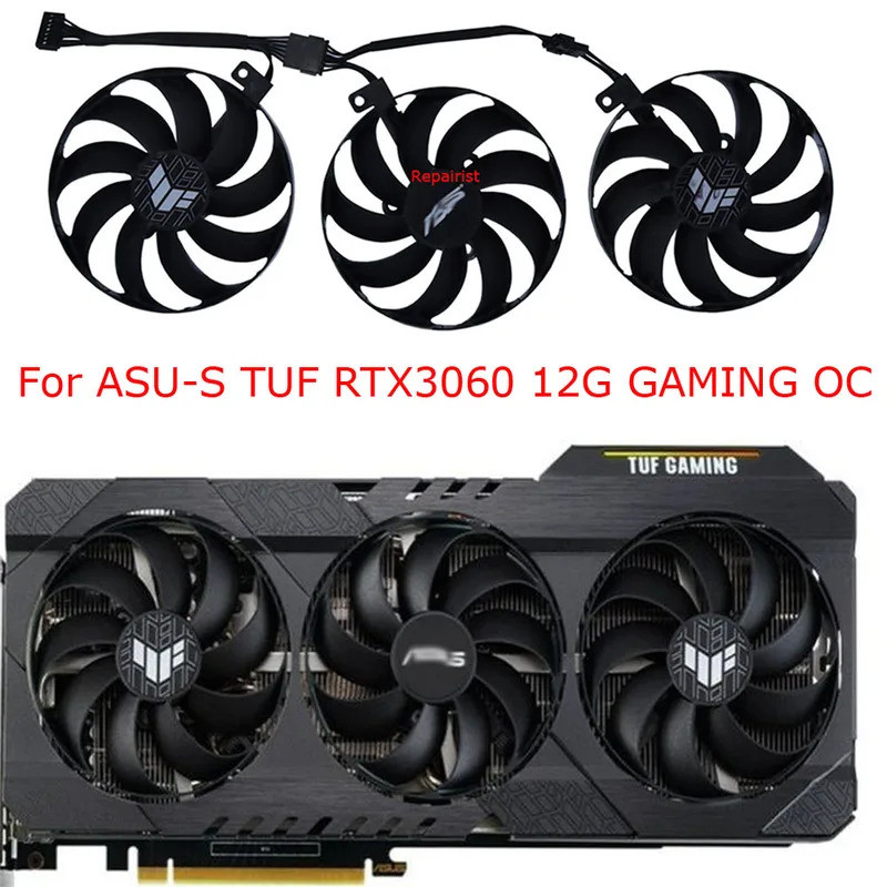 - 3 Pçs/Set , 7Pin , CF9010U12S , VGA Cooler , Ventilador De Placa Gráfica , Para ASUS TUF GAMING RTX 3070 Ti V2 OC , RO
