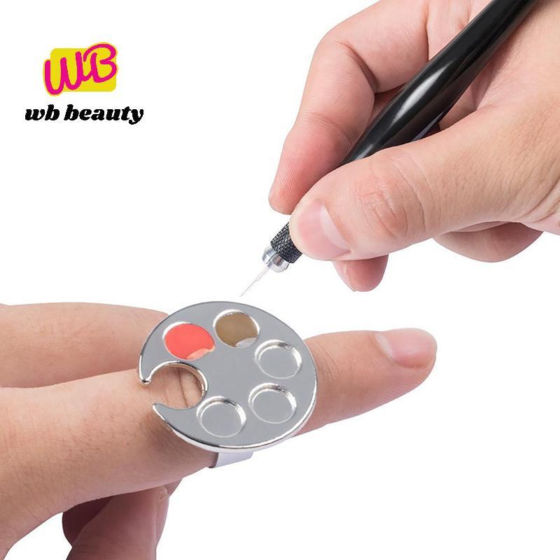 W-Beauty Mini Nail Art Color Palette Anel De Mistura Design De Pegada Bonito Para Misturar Tintas Acrílicas E Esmaltes .