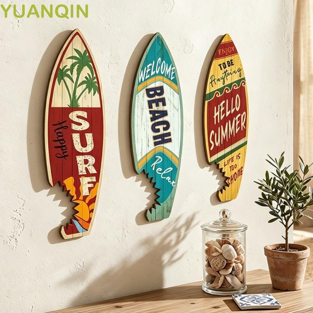 YUANQINZT 3 Peças De Suspensão De Parede Para Prancha De Surf , Decoração Colorida De Praia Com Estampa Vintage , Tema