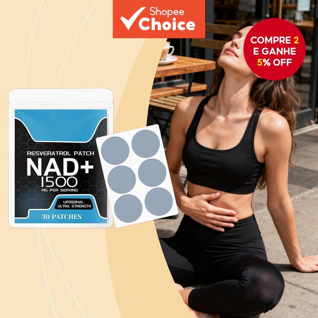  Resveratrol Patch NAD+ 1500 - Ultra Força Lipossomal (30 adesivos por embalagem)