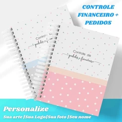 Caderno Controle de pedidos + Financeiro Personalizado com logo nome sua arte 2 em 1 unico Caderno