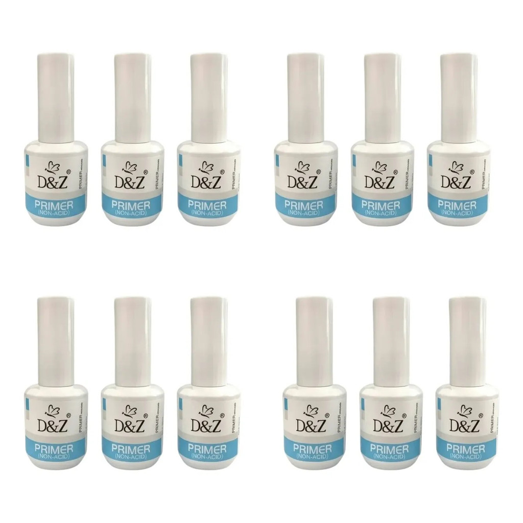 Kit 12 Primer D&z 15ml - Não Àcido Para Unhas De Gel E Fibra Sem Acido Alongamento