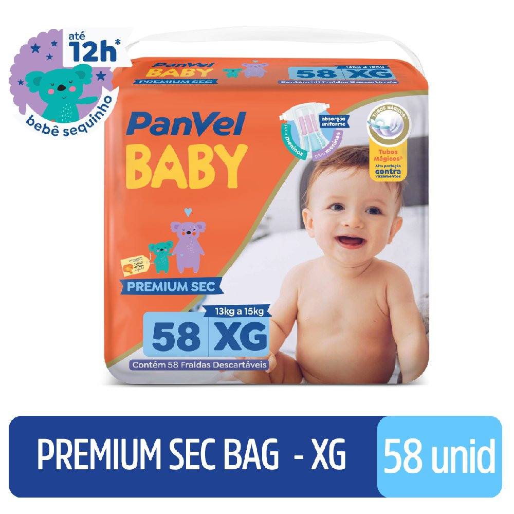 Fralda Panvel Baby Premium Sec Bag Xg Com 58 Unidades