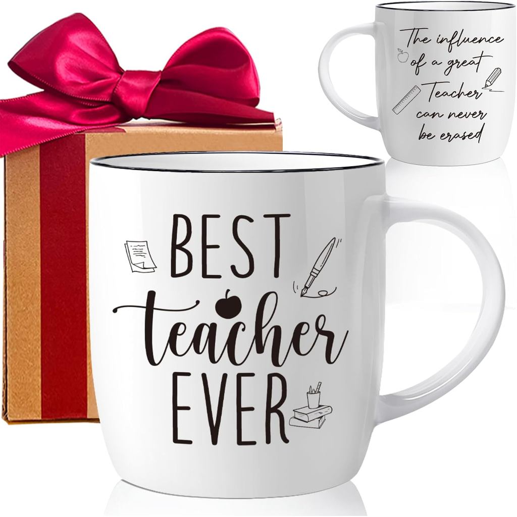 Caneca de Café "Melhor Professor de Todos" - Presente de Apreciação para Professores (Mulheres e Homens) - Cerâmica para
