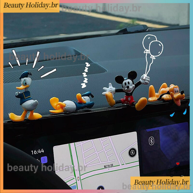 4 Unidades/Lotes Mickey Mouse Pato Donald Anime Acessórios Do Carro Console Central Estatueta Decoração Interior Ornamen