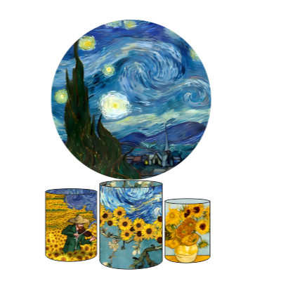 Painel Redondo 1,50+3 Capas De Cilindro NOITE ESTRELADA VAN GOGH | Rapido Envio