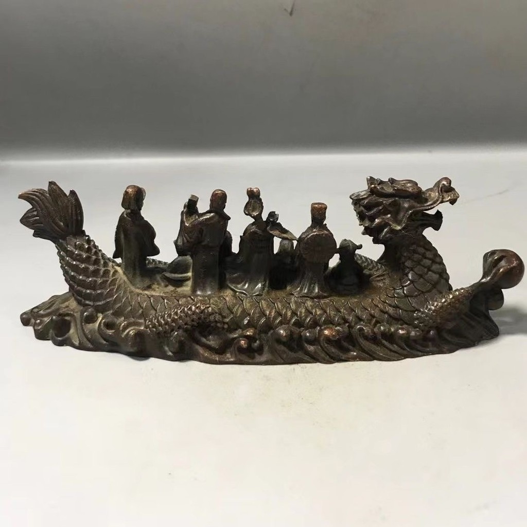 Decoração de barco dragão cruzando o mar estátua de buda estátua de Bronze sala de estar escritório artesanato barco dra
