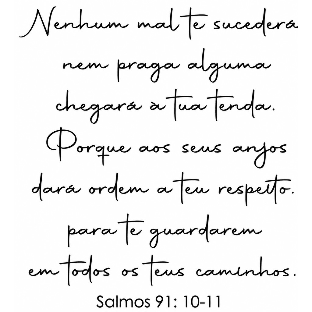 Versículo Letreiro Salmos 91:10-11 Mdf Decorativo Frase Parede Religiosa Decoração Bíblico Cristão