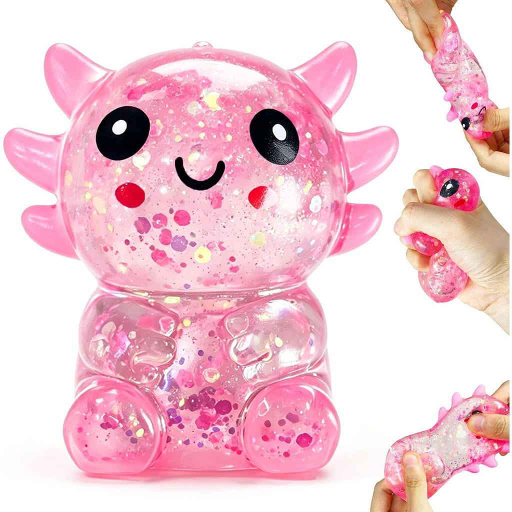 1 unidade de Brinquedo Squishy de Axolote com Glitter, Brinquedo de Apertar de Ascensão Lenta, Brinquedo Antiestresse de