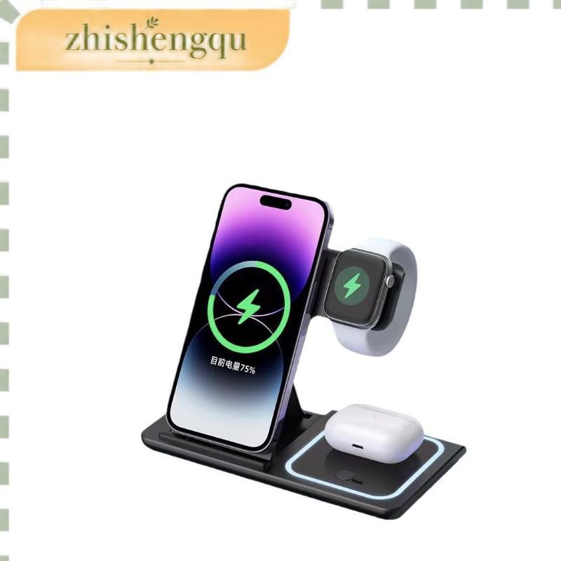 Carregador Indutivo Sem Fio 3 em 1 Dock Station (compatível com celular, relógio e AirPods)