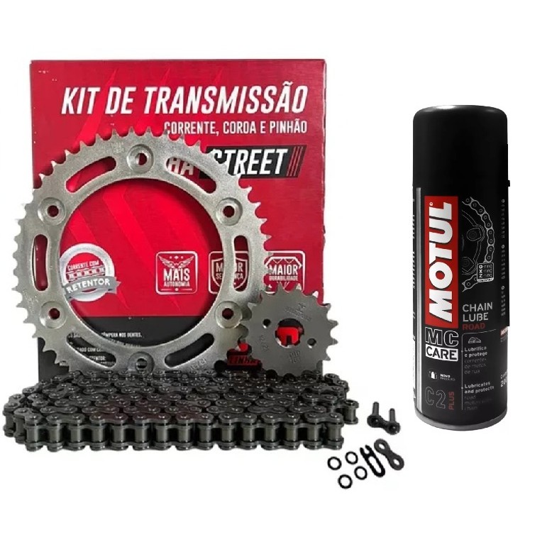 KIT TRANSMISSAO TRAÇÃO RELAÇÃO YAMAHA CROSSER 150 2014 A 2026 DID COM RETENTOR + MOTUL C2 200ML