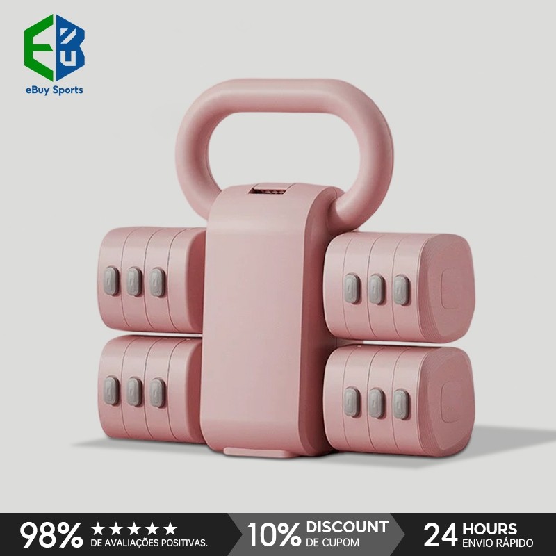 Kit Halteres Ajustáveis 3 Em 1 Kettlebell Barra De Peso 1 A 5.5kg Academia Em Casa Musculação Fitness Rosa