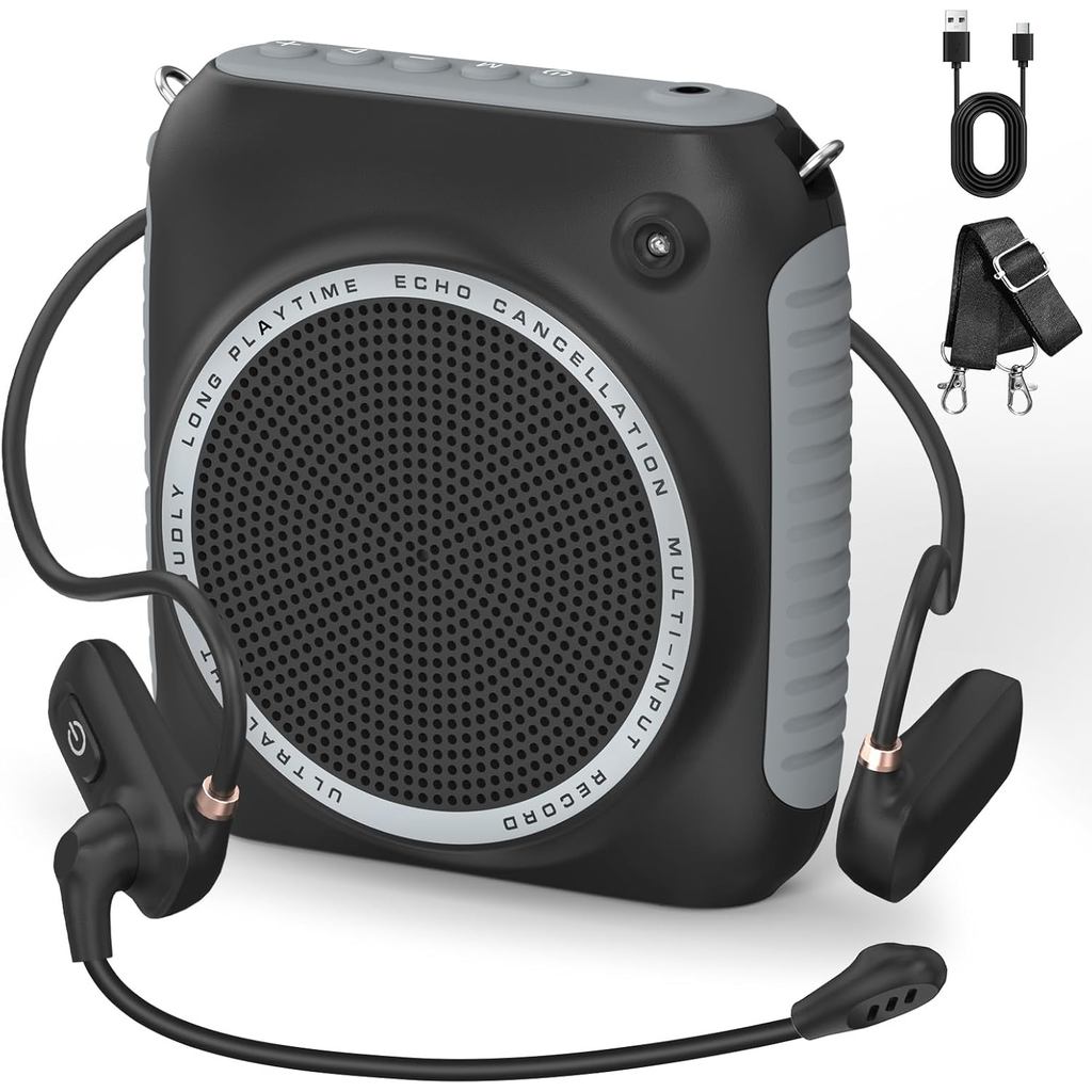 Amplificador de Voz Sem Fio com Microfone de Headset, Mini Amplificador de Voz Portátil para Professores, Sala de Aula,