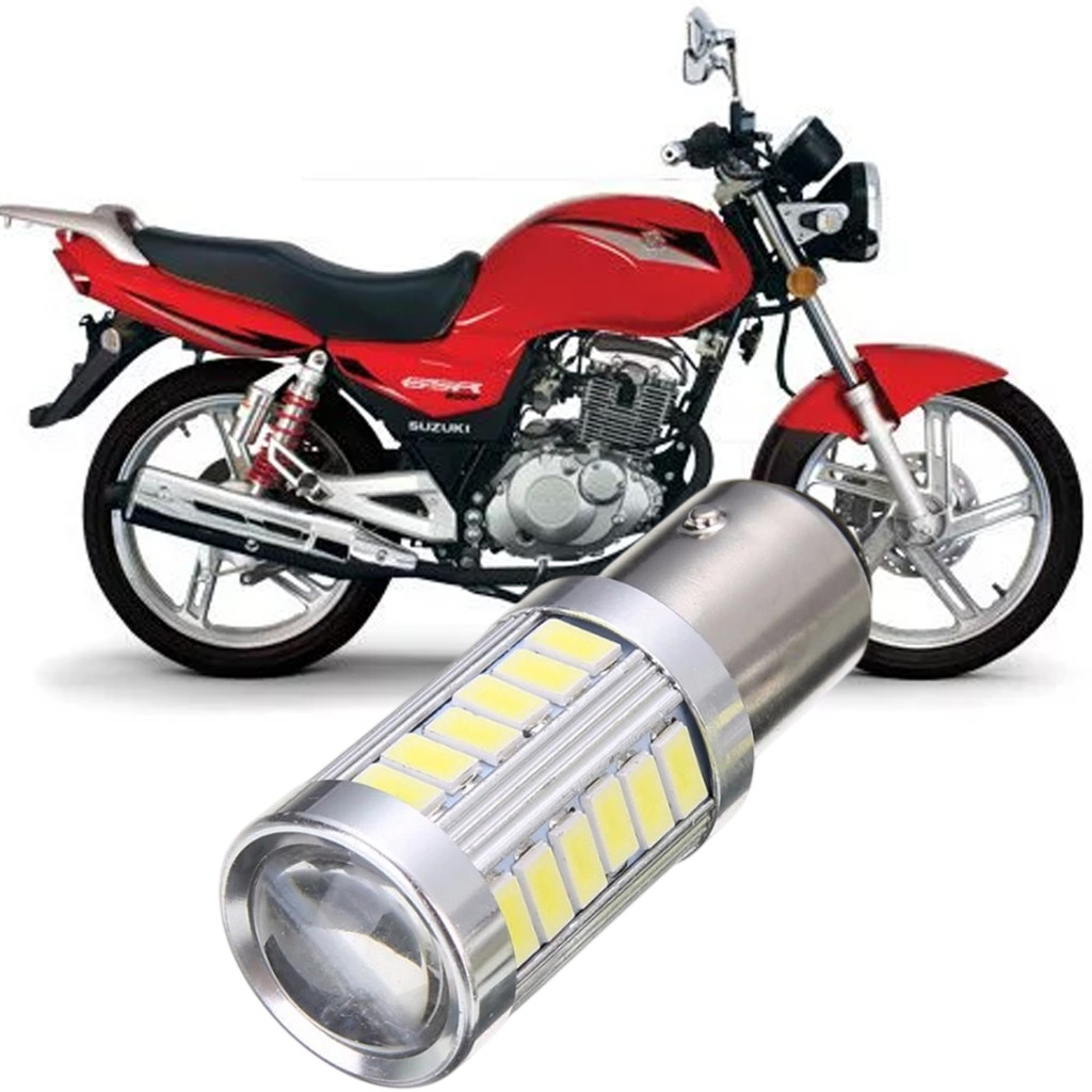 Lampada Ultra LED Luz de Freio e Lanterna Traseira P21/5W Moto Motocicleta Suzuki GSR 125 2012 a 2016
