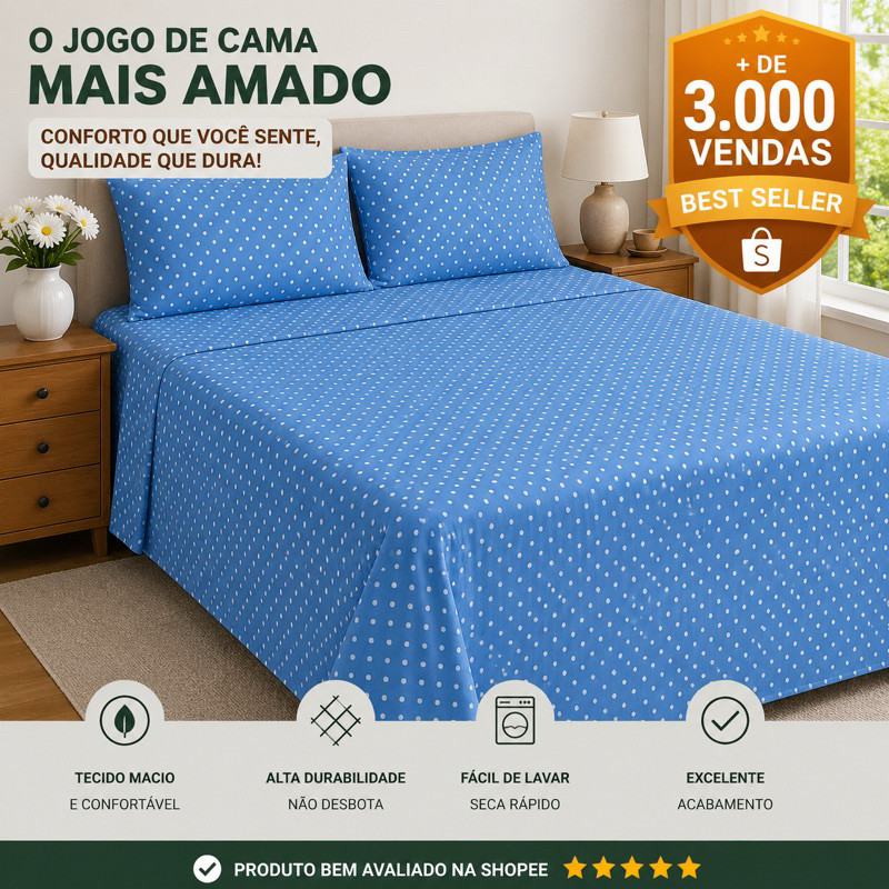 Kit Lençol 3Pçs Percal 500 Fios Casal Queen Linha Luxo Premium
