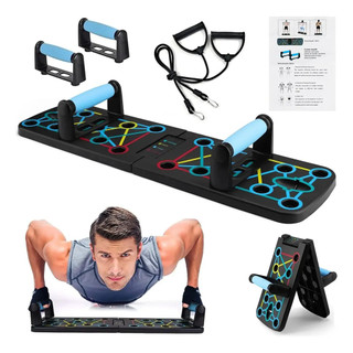 Prancha Flexão de Braço Modelo 9 em1 Multifuncional Treino Completo Peito Ombro Costas Fitness