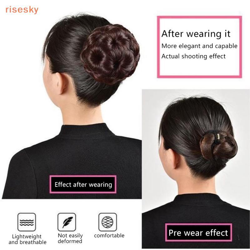 [risesky] Coque De Cabelo Sintético Nove Flores Bud Peruca Saco Grampos Para Mulheres Rabo De Cavalo Garra Clipe Realist