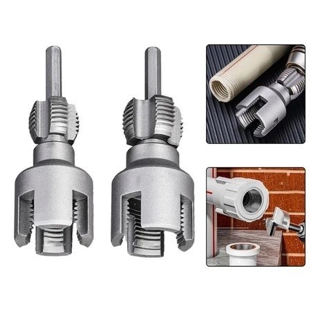 Kit 2 Abridores de Rosca PVC 1/2 e 3/4 Interna e Externa Para Parafusadeira Ferramenta Cano