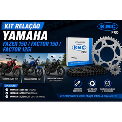 Kit Relação Transmissão Yamaha Factor 125i 150 Fazer 150 Kmc Cinza-escuro