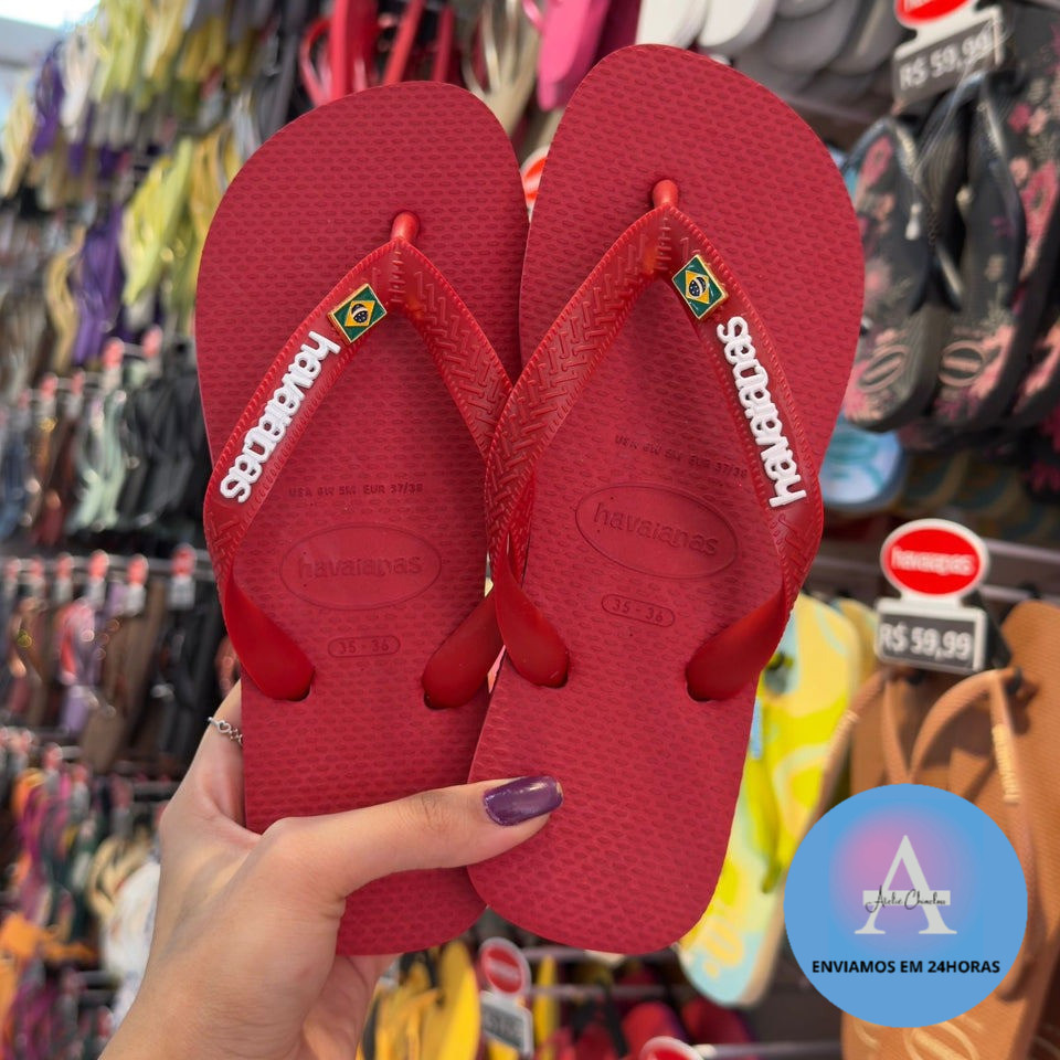 Havaianas Top + Pin Brasil + Placa Logo Para Festa
