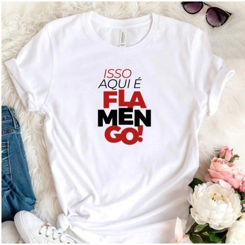 [Camiseta Premium em Algodão Puro]CC T shirt Mengao - Camisa Feminina Time Futebol P AO GG