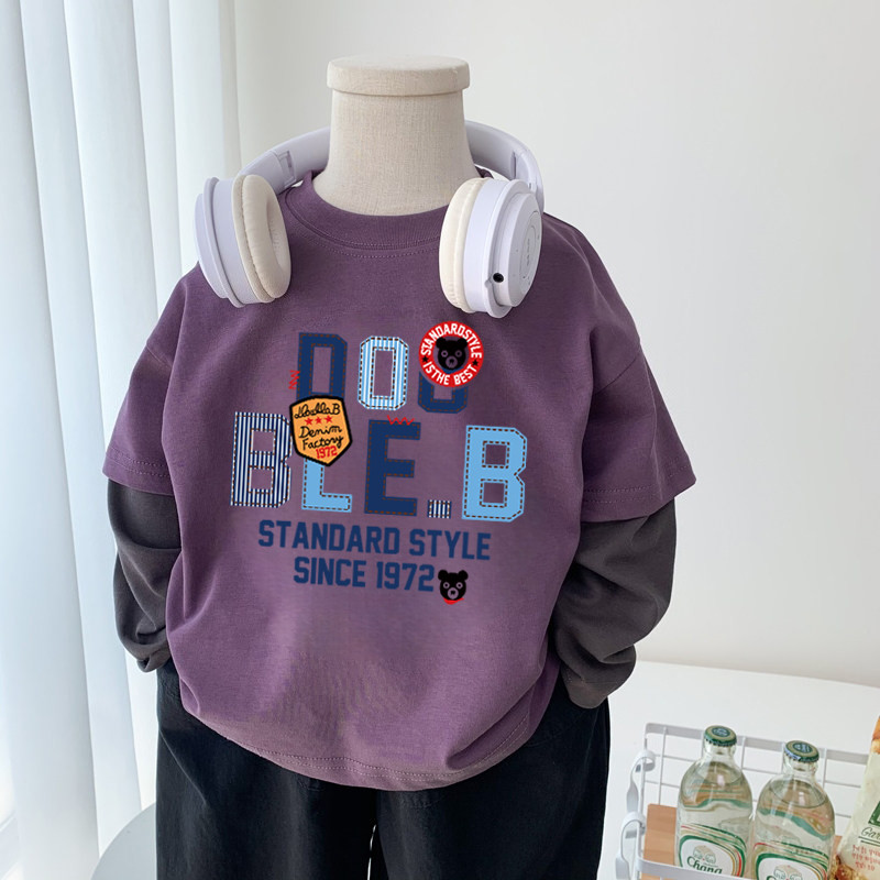 Crianças camiseta de manga comprida 2026 primavera outono estilo puro algodão versão coreana menino bebê dos desenhos an
