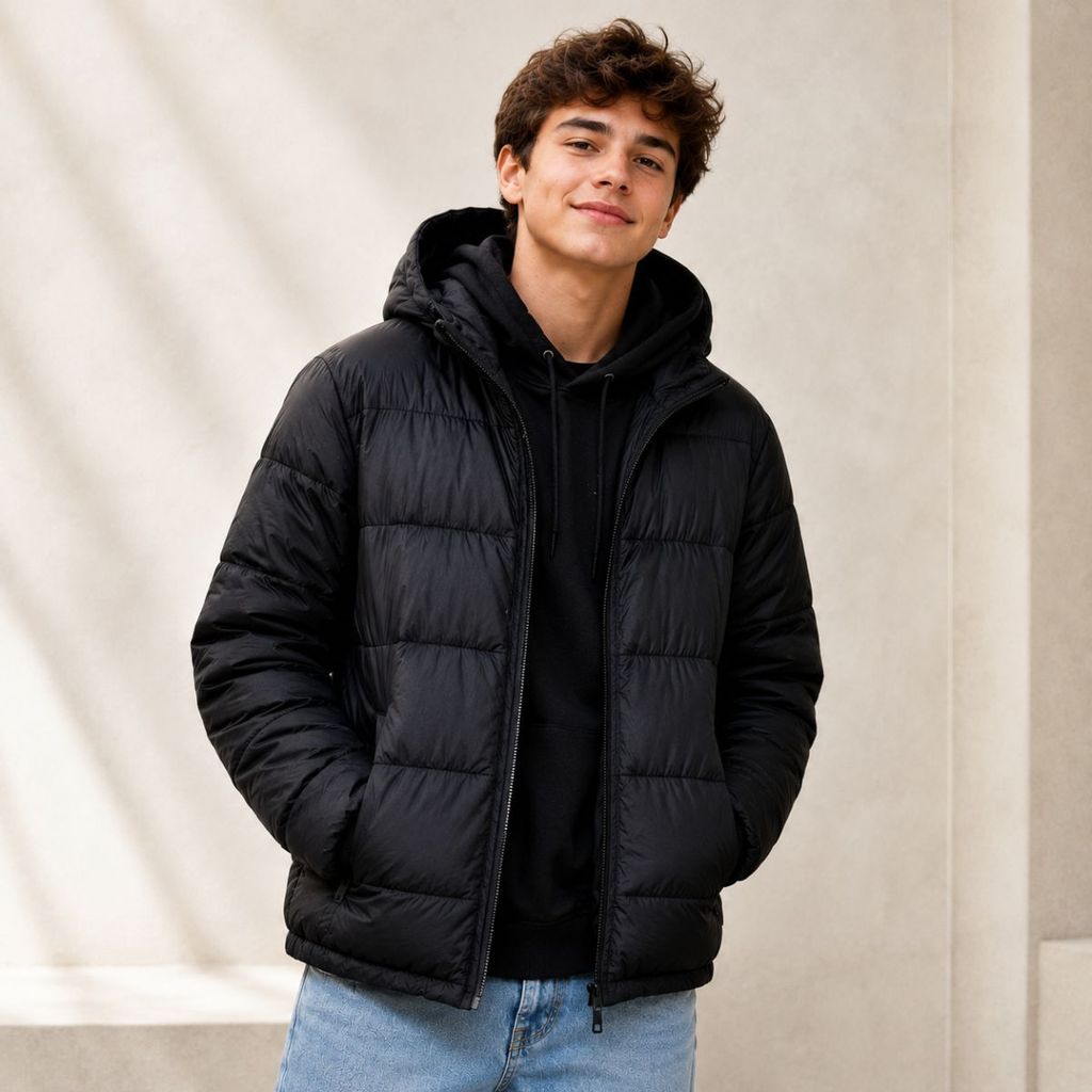 Jaqueta Puffer Juvenil Unissex Casaco Inverno Quentinho Com Capuz