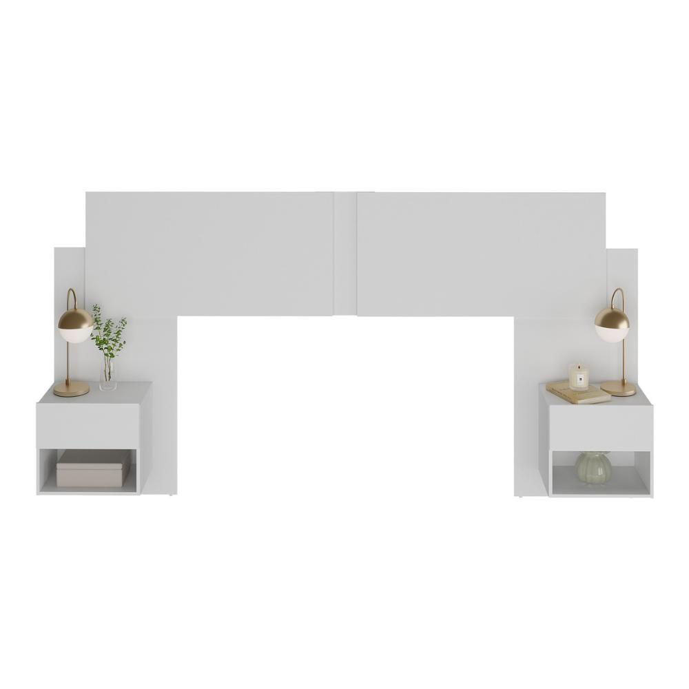 Cabeceira Casal/queen Com 2 Mesas De Cabeceira 232cm Multimóveis Mp4317 Branco Branco