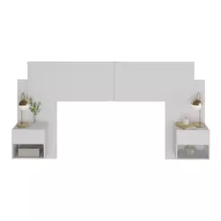 Cabeceira Casal/queen Com 2 Mesas De Cabeceira 232cm Multimóveis Mp4317 Branco Branco