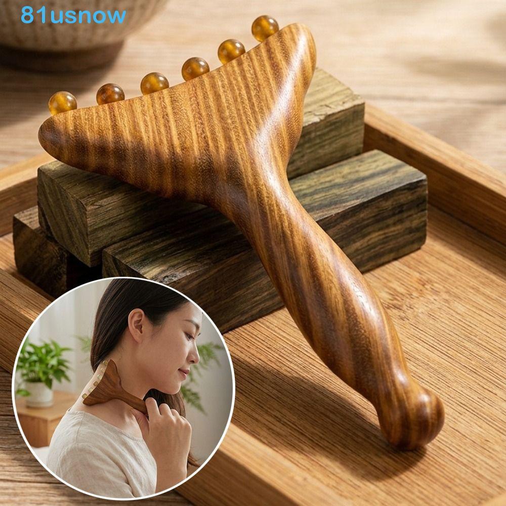 USNOW1 Pente De Massagem Meridianos , Design De Cauda De Sereia , Ferramenta Manual Gua Sha Facial De Sândalo , Aderênci