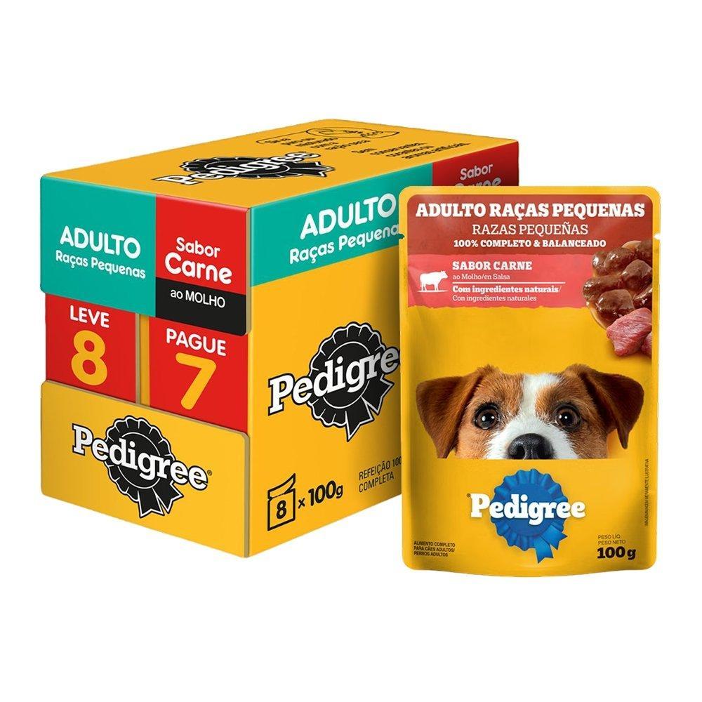 Ração Pedigree Peq Carne Molho 100g Leve 8 Pague 7 Kit 8Un