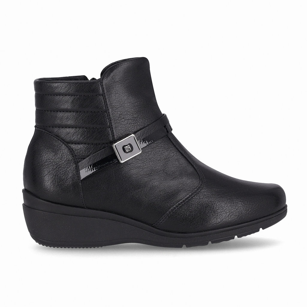 PICCADILLY MAXI - Bota Beth Cano Curto Anabela Médio Preto