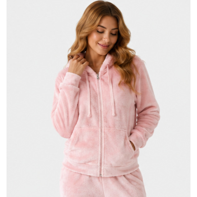 Conjunto Moletom Plush Feminino Inverno Luxo Rosa Bebê