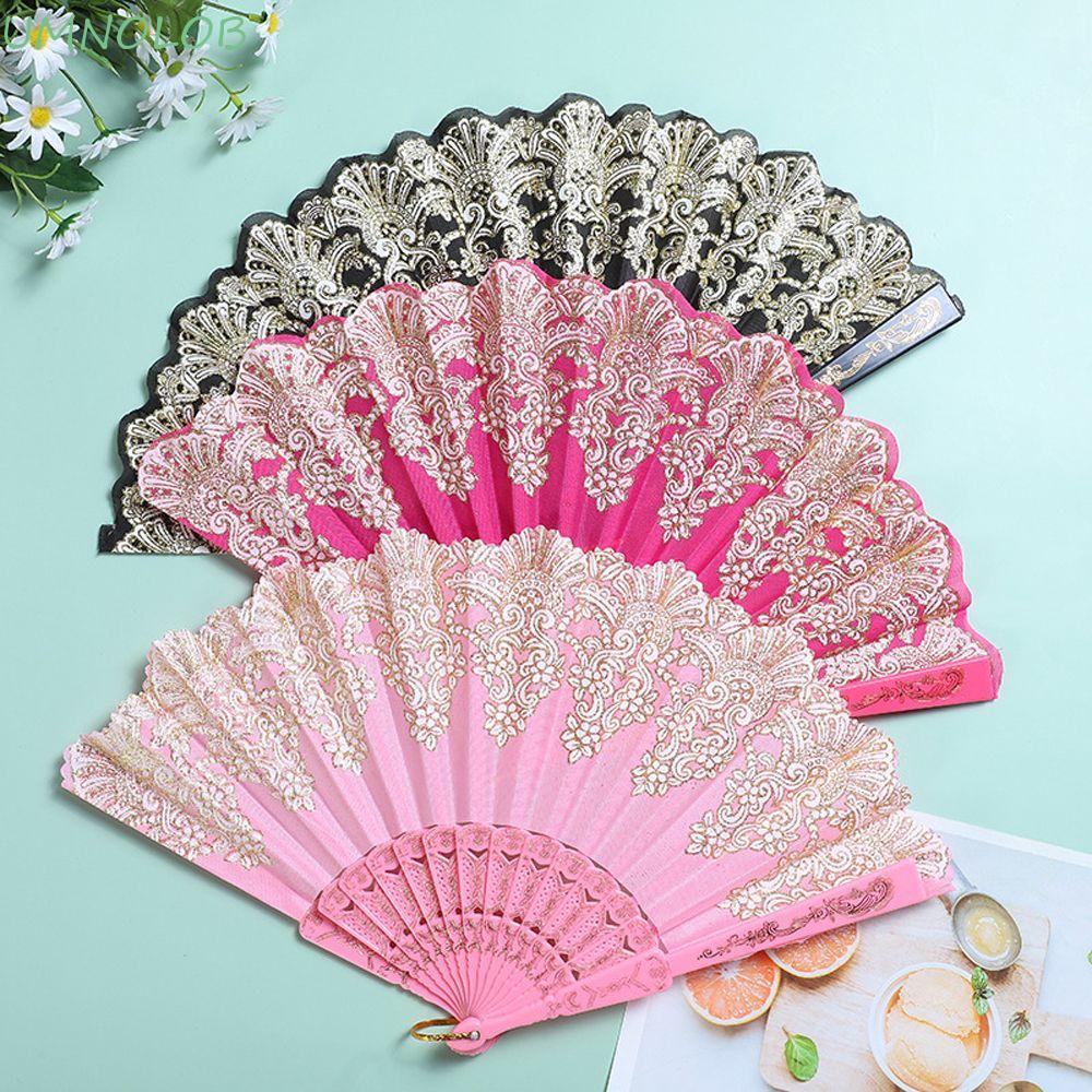 UMNOLOB Ventilador Dobrável Presentes Decoração De Verão Ferramenta Vintage Hot Stamping Menina Mulheres Festa Foto Prop