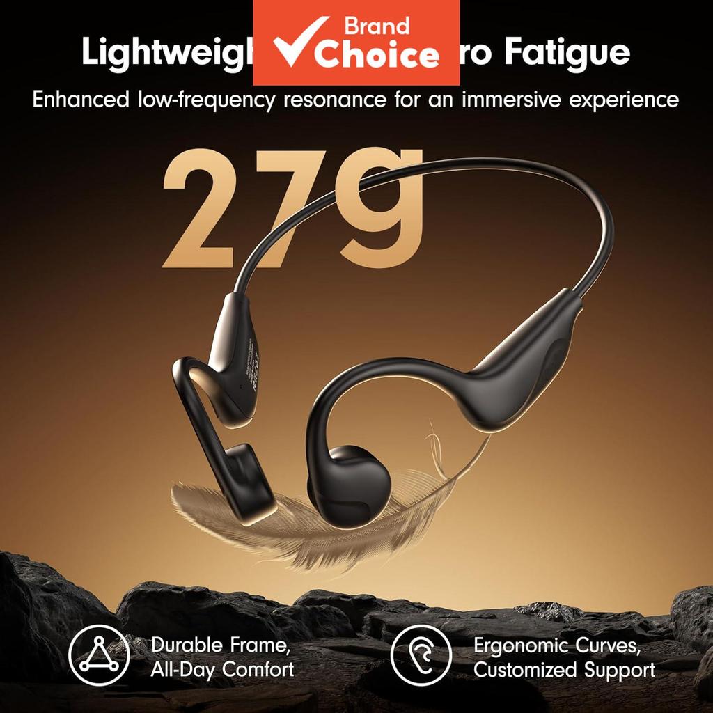 SPRISE X3 Fones de ouvido com condução óssea, Bluetooth 5.4, IPX5 à prova d'água, fones de ouvido abertos leves e sem