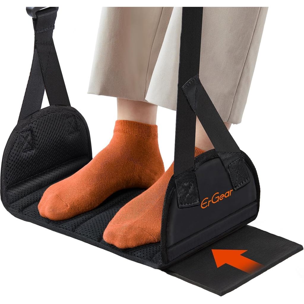 ErGear Descanso para os Pés de Avião com Suporte Largo de Placa Rígida, Descanso para os Pés para Viagens de Avião com A
