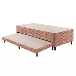Cama Box Base c/Auxiliar Solteiro Universal Rústico Bordado Clean (88x188x30) - Paropas