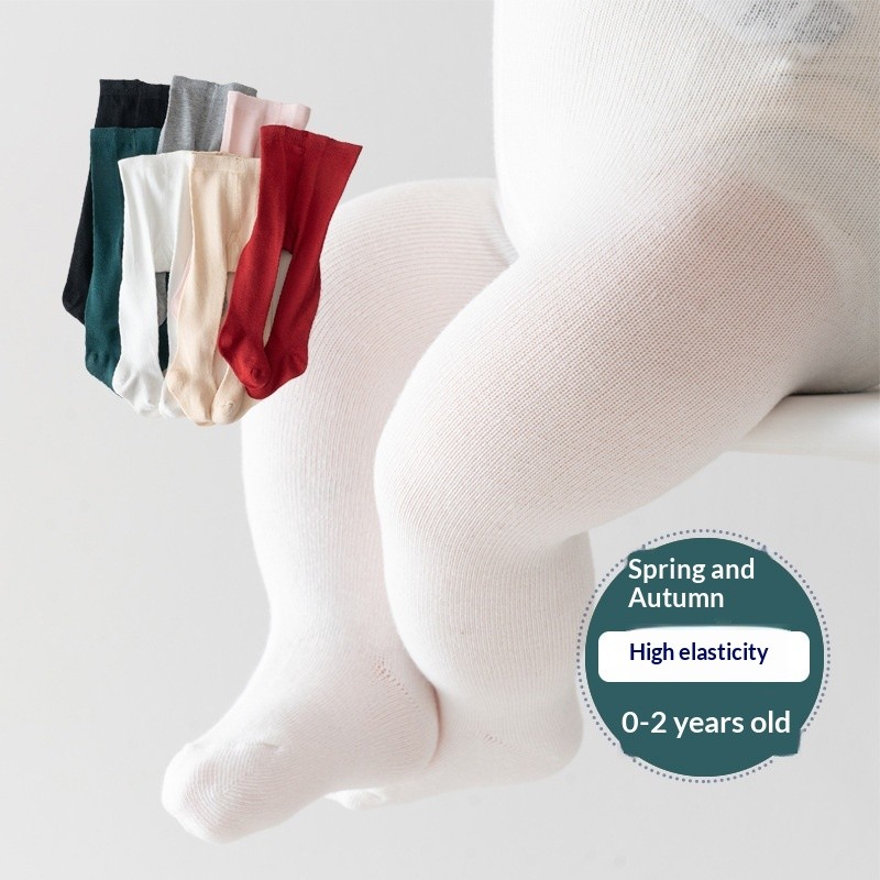 Meia-calça de cor sólida para bebê de 0 a 2 anos primavera outono