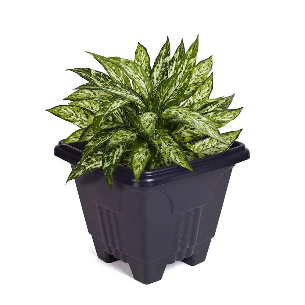 VASO DE PLANTA QUADRADO GRANDE 16,5 LITROS FLOREIRA JARDIM DECORATIVO CACHEPOT CONE PLASTICO HORTA CASA PRETO