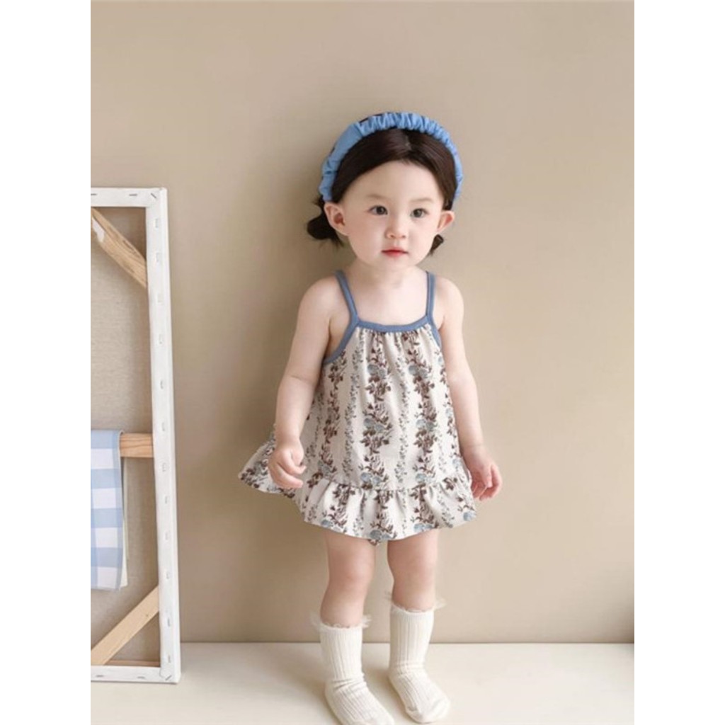 Super bonito bebê menina Floral camisola topo bebê colete saia verão estilo fino respirável camiseta bonito princesa sai