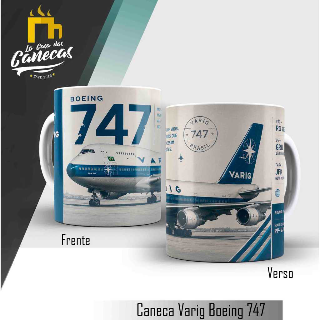 Caneca Personalizável Aviação Varig 747