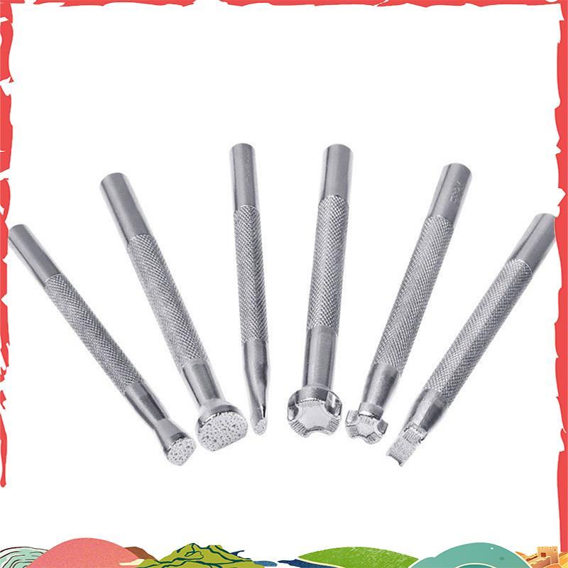 6 Peças De Kit De Ferramentas De Impressão De Carimbo De Couro Perfuração Gravura Sela Fazendo Artesanato DIY
