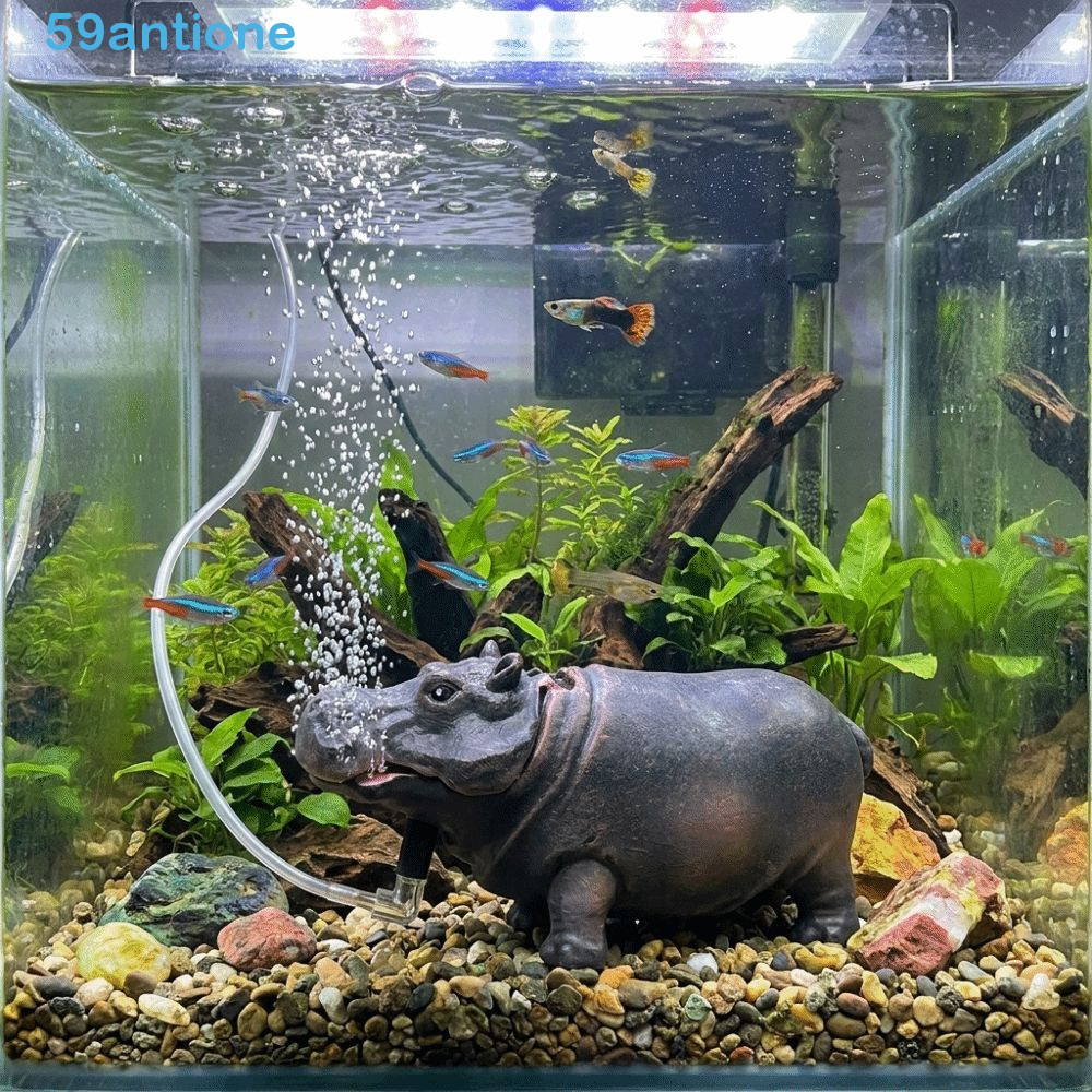 Filtro De Tanque De Peixes ANTIONE , Bomba De Oxigênio Eficiente Aerador De Ar Hipopótamo , Estatueta Pneumática Realist