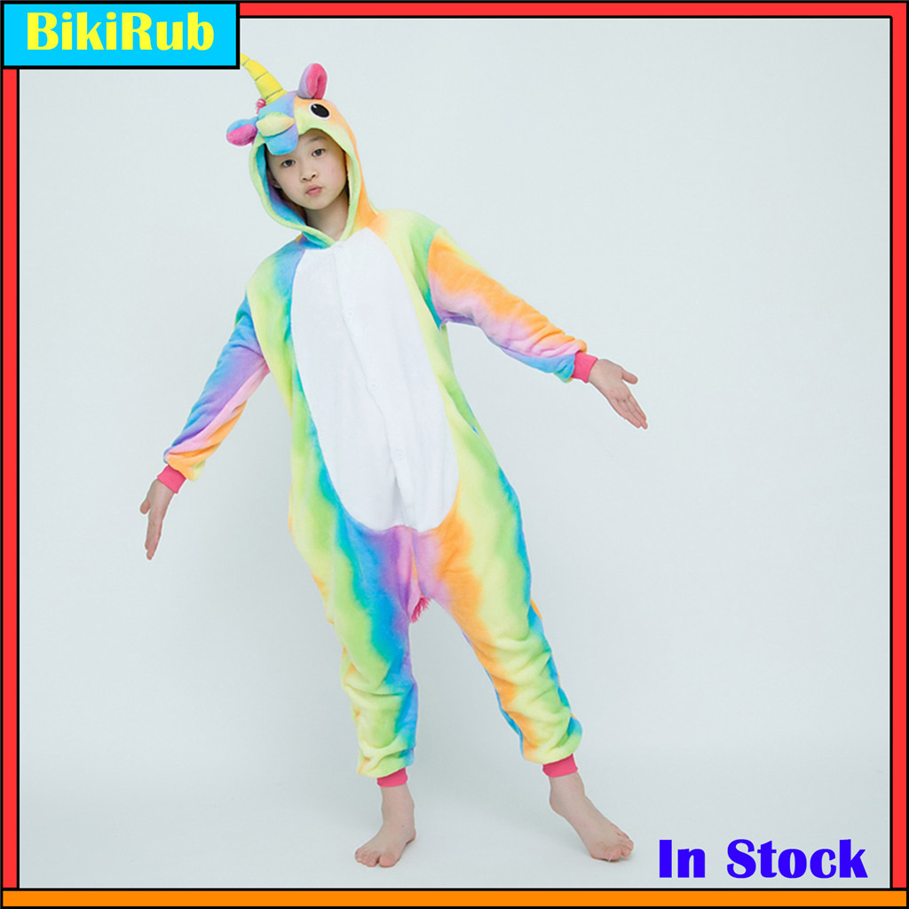 Pijama De Flanela De Unicórnio Infantil Kigurumi De Natal , Macacão De Cosplay De Animal Com Capuz , Roupa De Dormir Mac